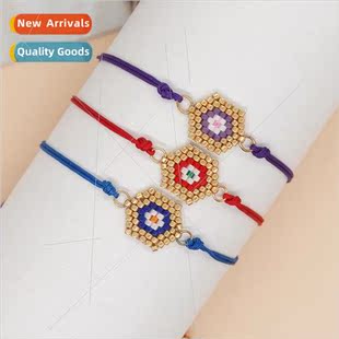 colorful hexagonal rice Spring woven bohemian beads fas new