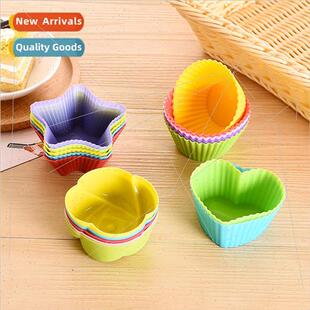 Muffin Cup licone Cupcake Mould Love Heart Flower Pudding Mo