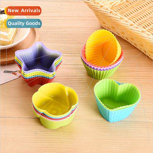 Muffin Cup licone Cupcake Mould Love Heart Flower Pudding Mo