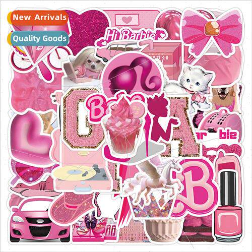 50 pink small fresh stickers cute Barbie  cartoon decorative