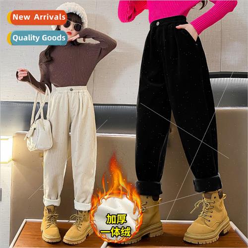 Girls pants fall and winter outside the girl one-piece velve