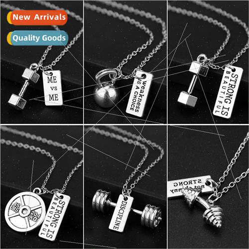 Fitness weightlifting men and women couple dumbbell necklace