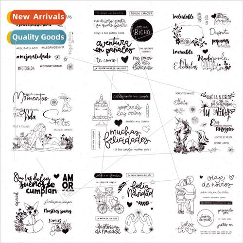 Spanish handbook flamingo stamp diy greeting card pvc unicor