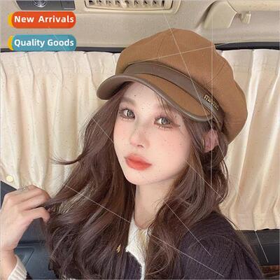 The new octagonal cap female fall and winter retro England p
