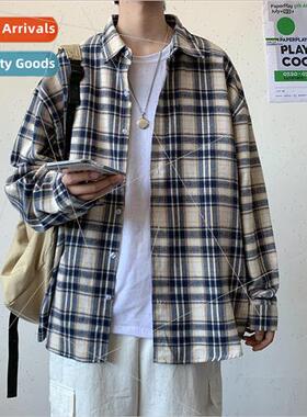 Spring ins Hong Kong wind color plaid shirt men nd leisure c