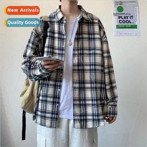 Spring ins Hong Kong wind color plaid shirt men nd leisure c