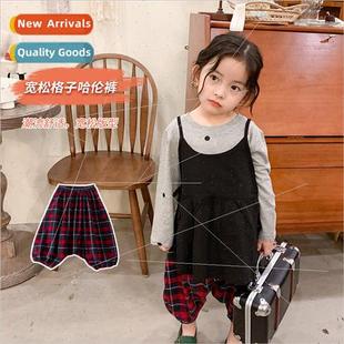 crotch and spring 2023 pants plaid red girls boys Japanese