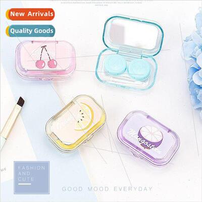 Cartoon candy color flip lid with mirror contact lens case p