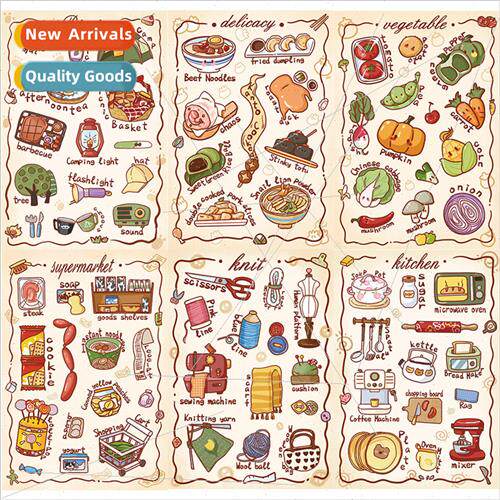 8 learning English diary dress up character stickers DIY cel