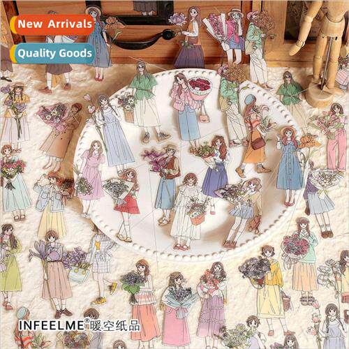 oil PET sticker pack Heartwarming girl Alien cute girls hand
