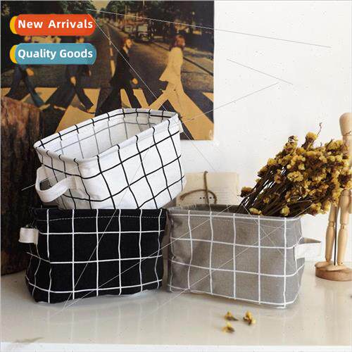 sale small fresh desktop cotton linen storage basket portabl