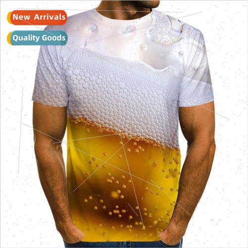Crossover New Printed Beer 3D T-shirt Digital Printing Mens