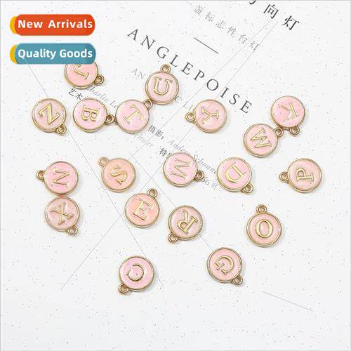 10pcs alloy pink oil drop letters pendant charm handmade diy