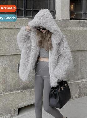 2022 new Tuscany fur coat womens fall and winter hooded fur