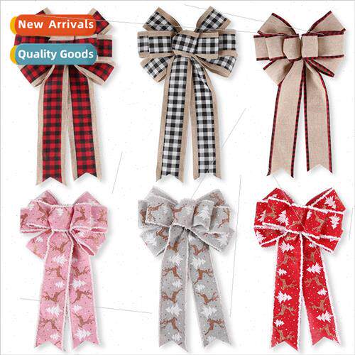 Christmas large finished bow diy fine hemp double patchwork