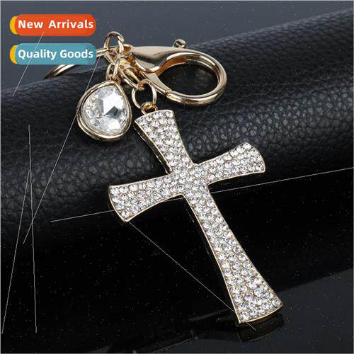 Korea full diamond cross keychain metal pendant fashion car