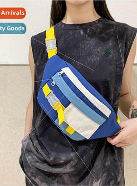 Color blocking waist bag female mens chest bag 2022 new spor
