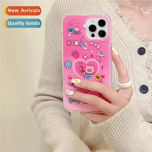 ins Cute Flower Love Piggy Apple 13 Phone Case iPhone 12 Dia