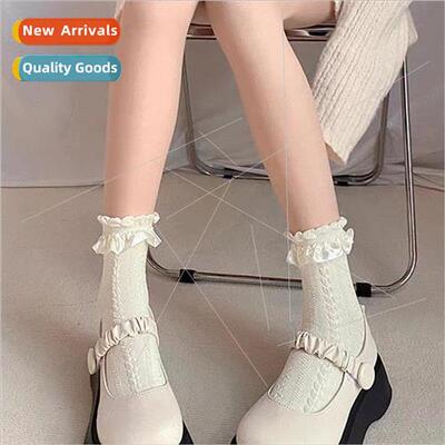 Spring and summer thin white lace mid-calf socks princess so