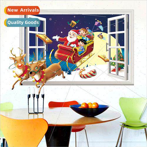 XH7246 simulation 3D fake window Santa Claus is coming wall
