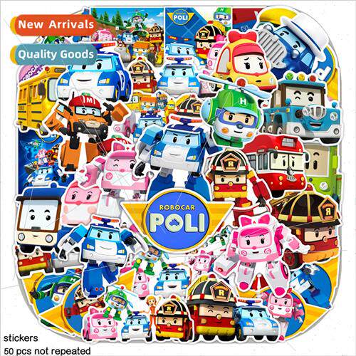 50 trans适用ming police car toy stickers childrens cartoon c