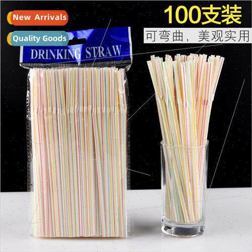 Colorful disposable straws bent head drink juice soybean mil