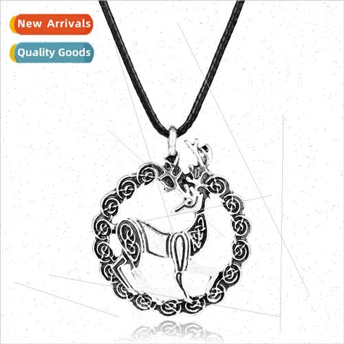 Nordic Viking Possessed Necklace Vintage Wreath Plum Deer Pe
