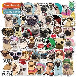 Pug Cartoon Doodle Guitar Animal Stickers Skateboard Cute
