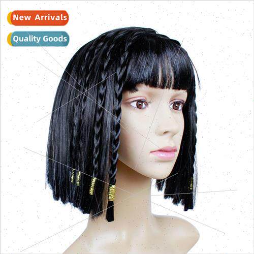 Cleopatra wig COS prom dress up gold beads pigtails BOBO hea