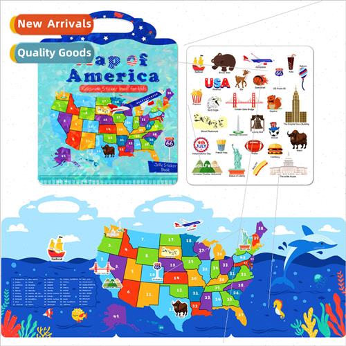 Childrens Jelly Quiet Book U.S. Map Early Learning Education