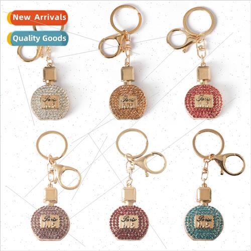 Exquisite crystal diamond perfume bottle keychain car access
