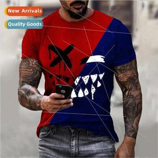 Funny geometric digital 3d printing mens short-sleeved T-shi