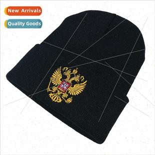 Knitted Hat Winter Wing Womens Badge and Russian Mens