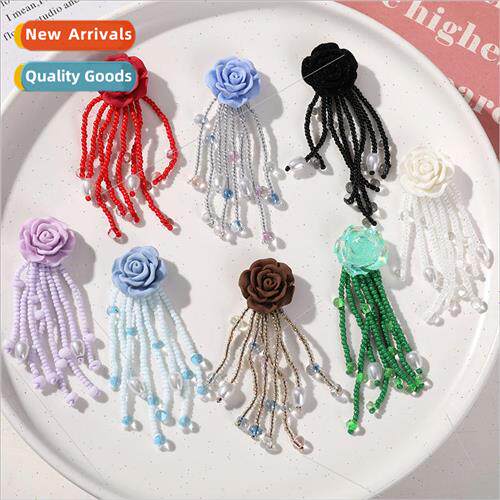 Small fresh color tassel pearl rose diy handmade weaving bea