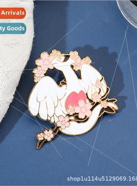 Cartoon animation creative animal brooch cherry blossom peac