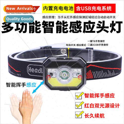 New induction headlamp LED strong light multifunction head t