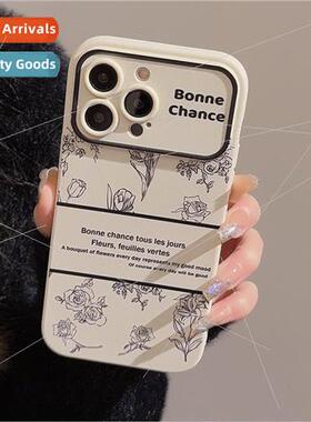 Premium sense ins sketch flower English 适用 Apple 14/15ProM