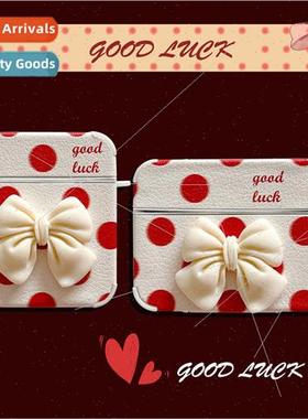 适用 Apple airPods1/2 protective cover polka dot bow 3 gener