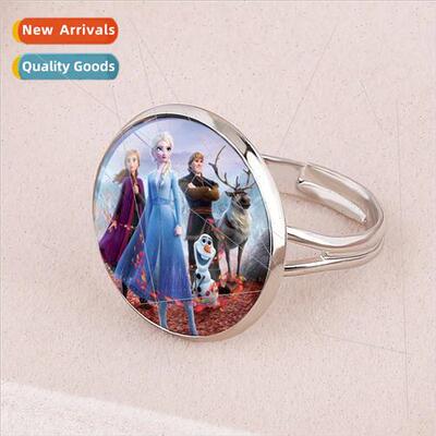 Frozen 2 ring cartoon image Elsa Elsa Princess Anna gemstone