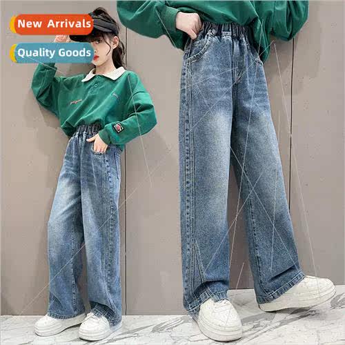 2023 new childrens jeans 适用 girls spring pants pants middl