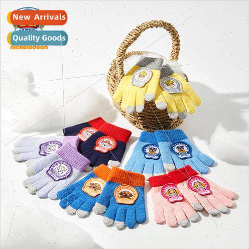 Childrens five-finger knitted gloves winter woof woof childr