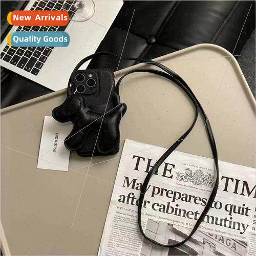 Premium Feeling Leather 13ProMax Black Puppy Crossbody 适用