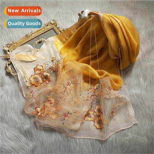 2023 new scarf ladies scarf silk silk scarf silk hair embroi