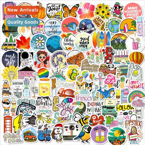 100 small size 4cm American stickers mixed ins  PVC waterpro