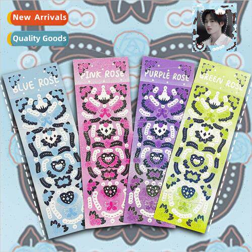 Four-color rose fine glitter film laser stickers waterproof