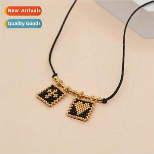 New Colorful Peach Heart Cross Tag Necklace Bohemian Glass R