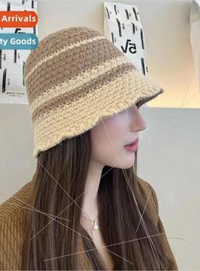 Clash of colors knitted cap female autumn and winter new Kor