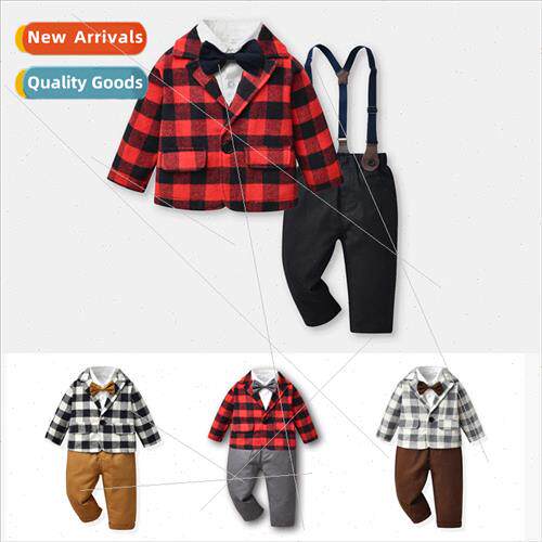 Childrens Plaid Suit Jacket Long Sleeve Cotton Cardigan Dres