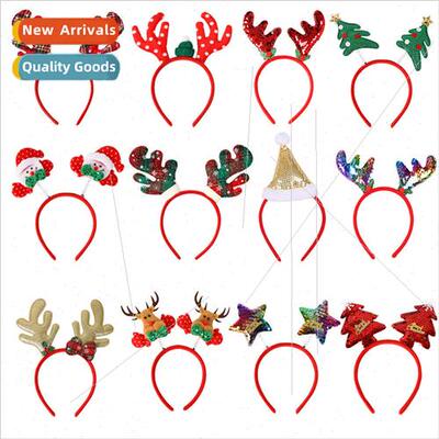 2023 new Christmas hair bands small e elk antlers pentagram