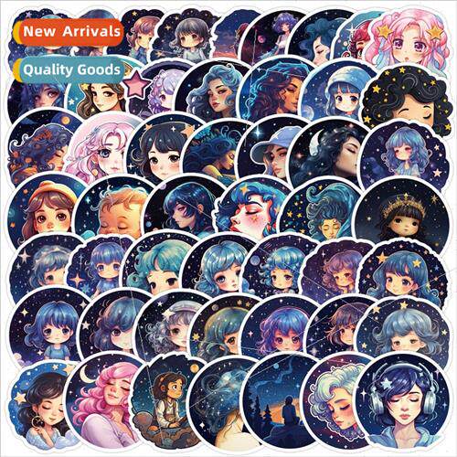 50 starry sky girl doodle stickers car helmet computer decor